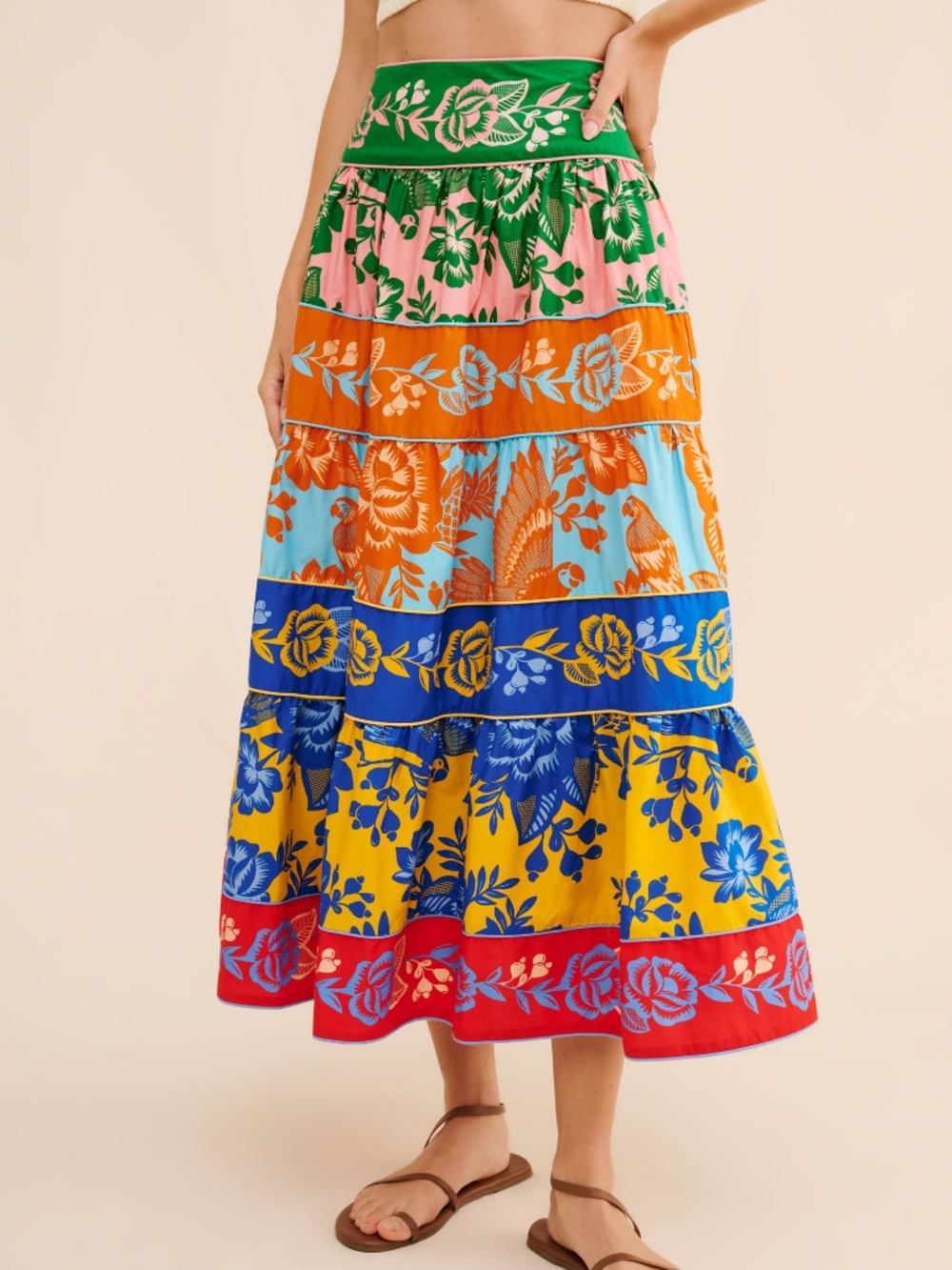 Farm Rio┆M┆Lace Garden Tierd Maxi Skirt┆412